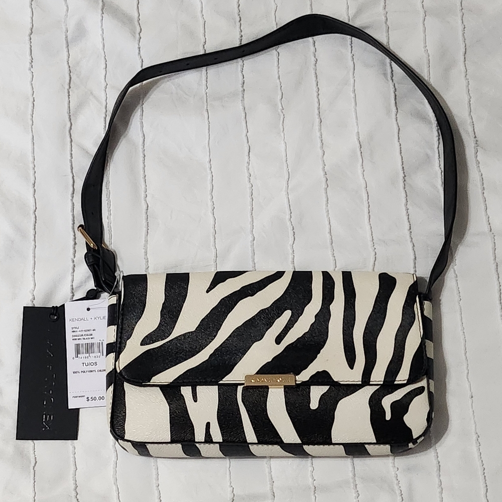 Kendall & Kylie Black and White Zebra Shoulder Bag